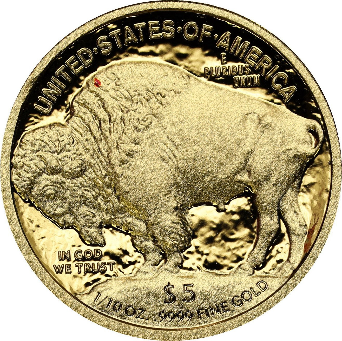 USA. Złote 5 $ dolarów 2008 Bizon Buffalo - LUSTRZANY – 1/10 uncji złota